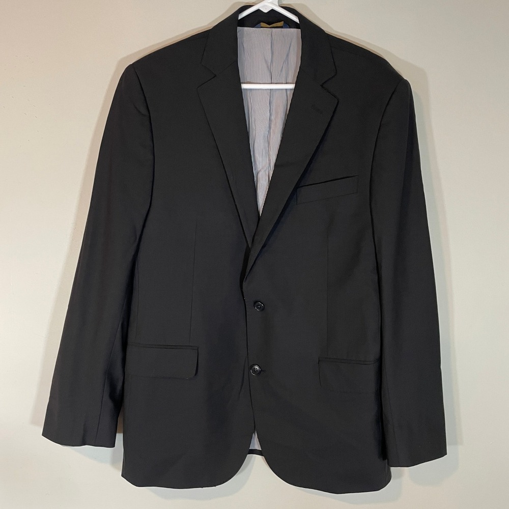 Brooks Brothers Explorer Regent Fit Black Wool Blend Blazer Jacket 42L Mens